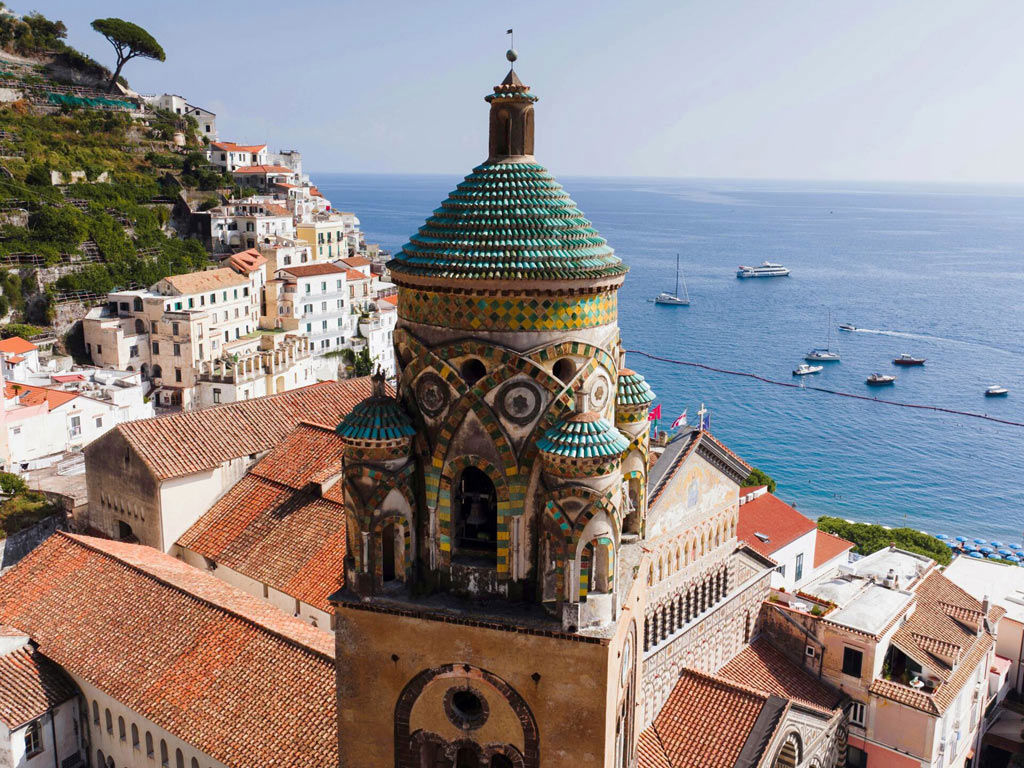 amalfi-coast-tours-duomo-bell-tower-aerial