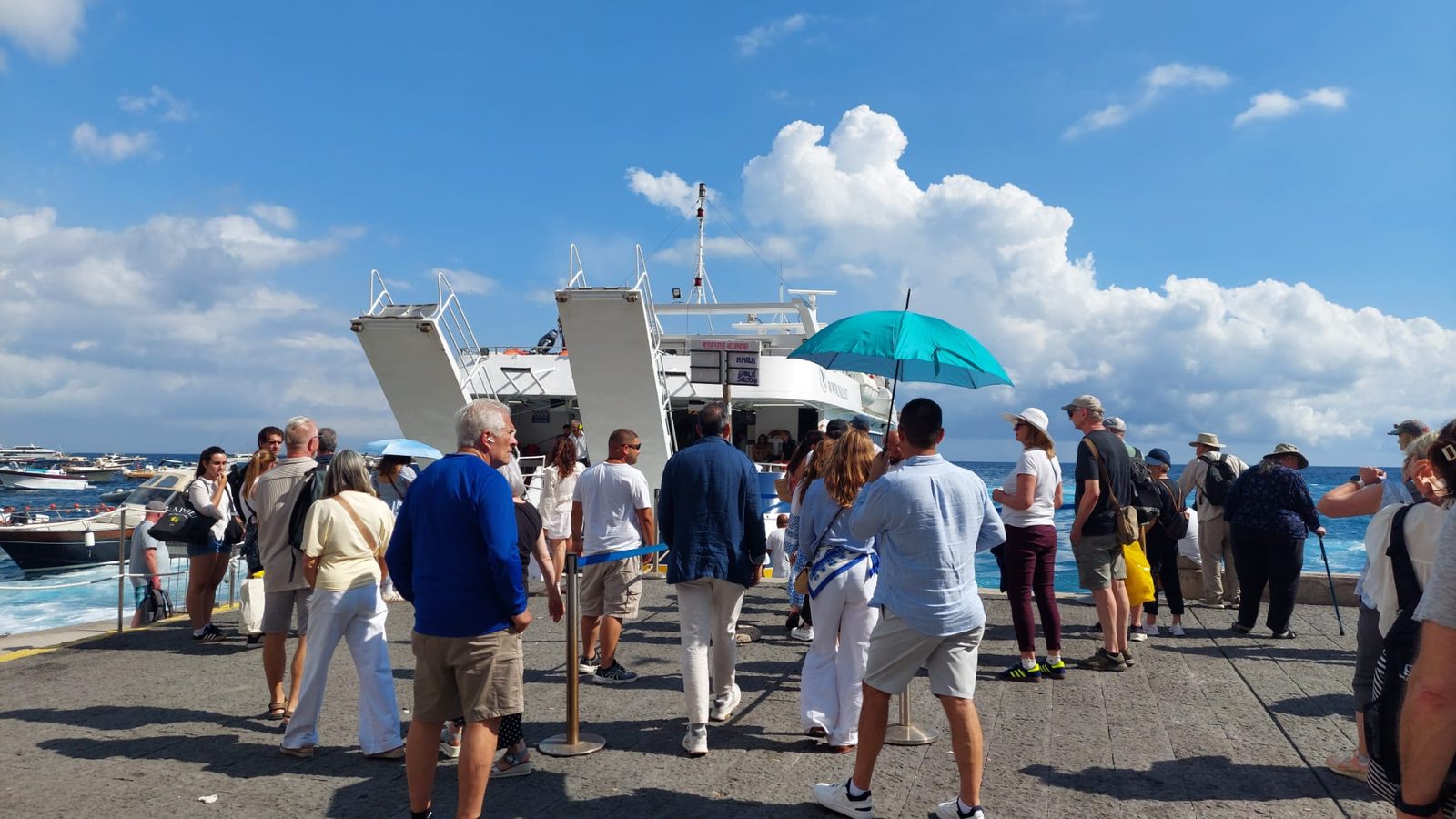 Crowded ferry vs private boat