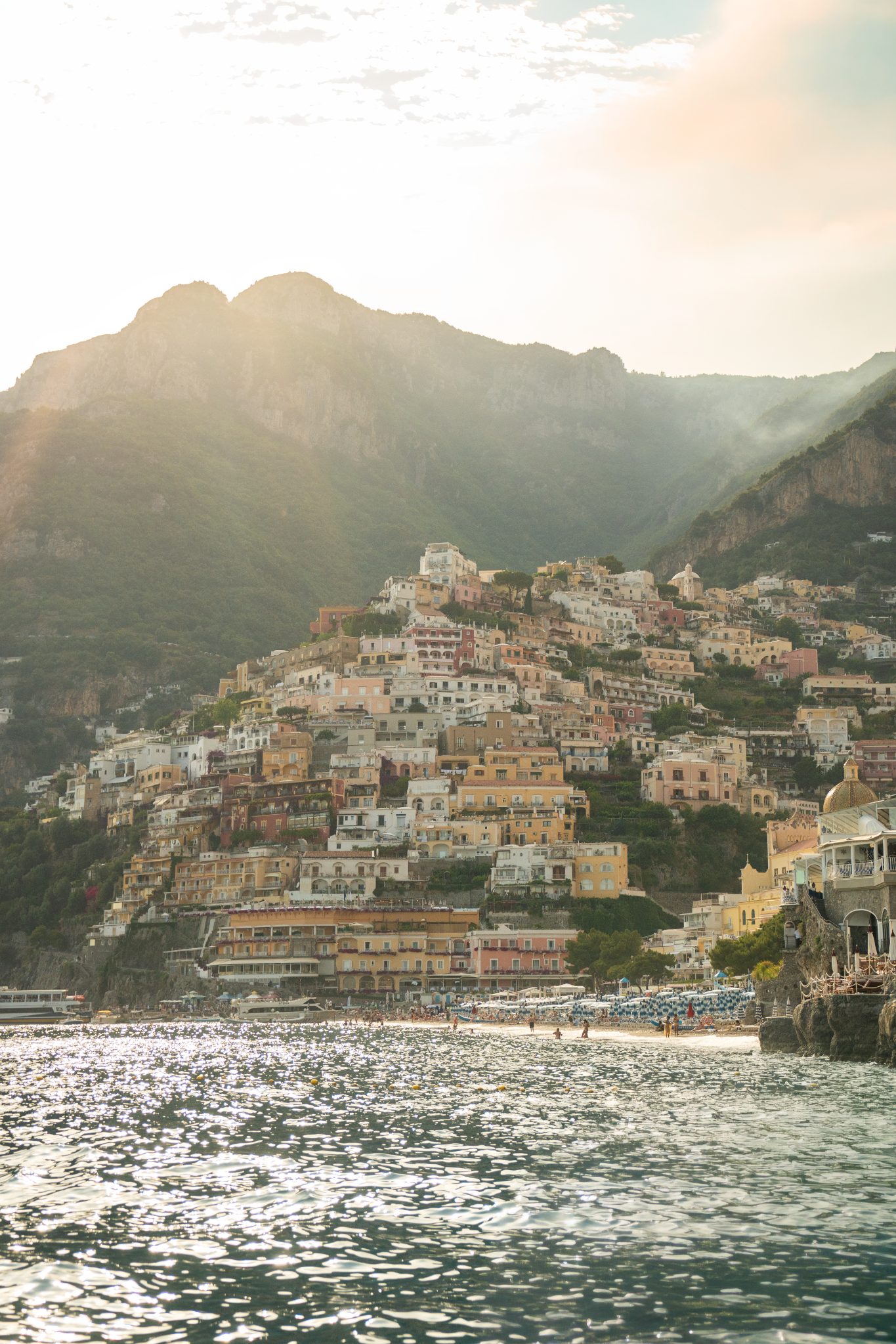 Amalfi Coast aerial view from the sea